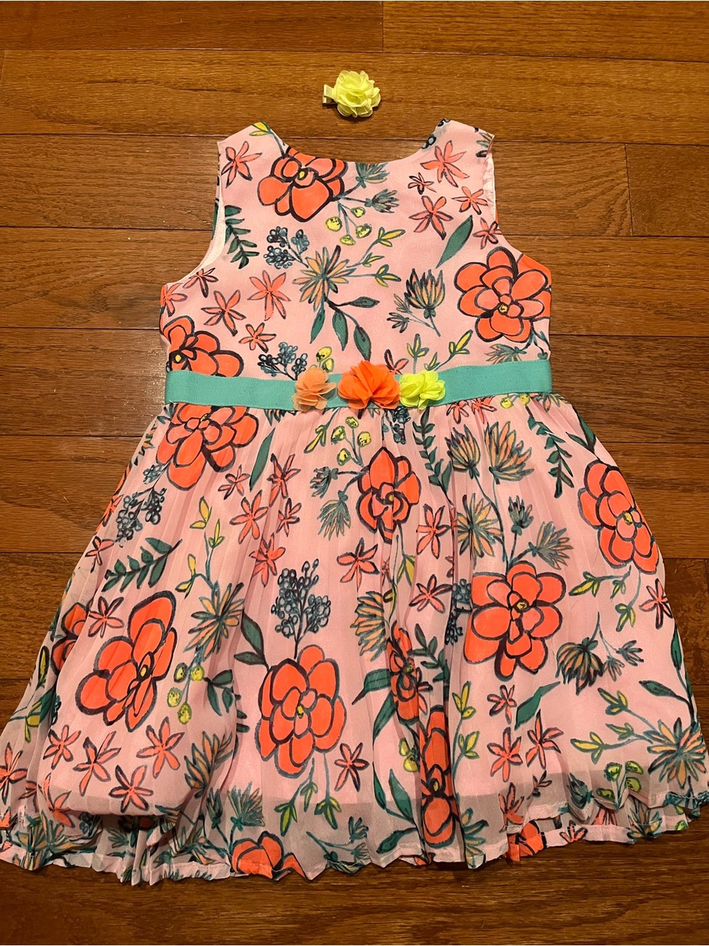Girls 3T Cat&Jack Floral Dress and Matching Hair Clip